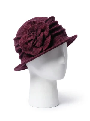Chapeau cloche laine hivernal ornement fleur chic - Vue 1 - Chapeau cloche