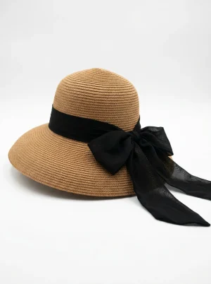 Chapeau cloche paille cellulose femme ajustable galon voile - Vue 1 - Chapeau cloche